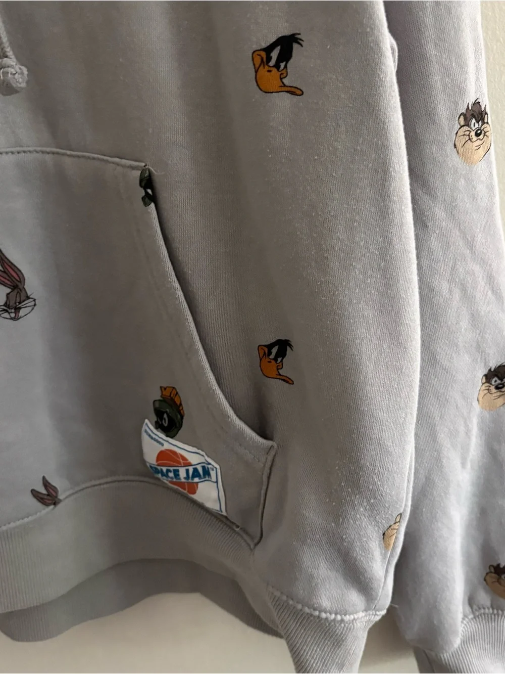 SpaceJam Tune Squad Looney Tunes Pullover Gray Hoodie Sweatshirt Small